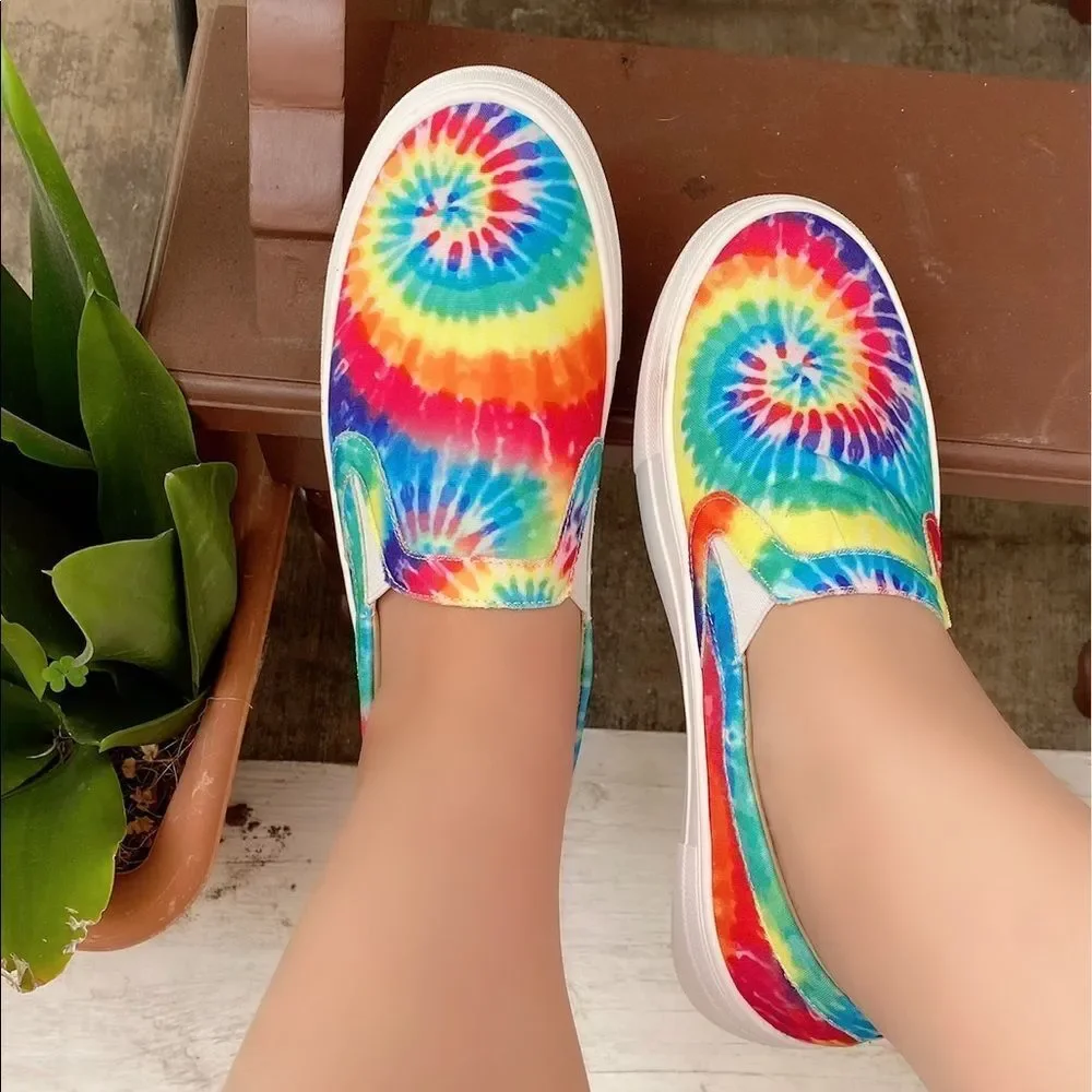 Rainbow Tie Dye Tennis Sneakers